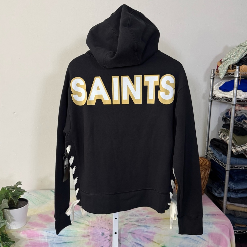New Orleans Saints Lace-Up Side Black Pullover Hoodie Junk Food Size Large NFL - Picture 5 of 11